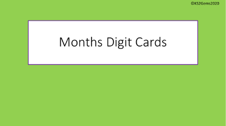 Months Digit Cards