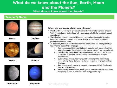 What do you know about the planets? - Teacher notes