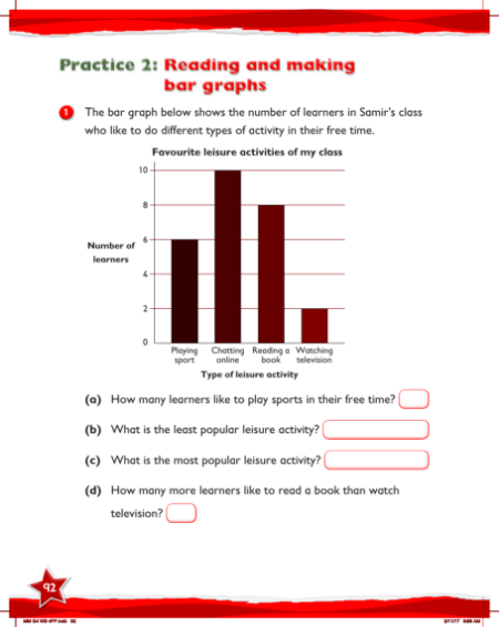 Max Maths, Year 4, Work Book, Reading and making bar graphs