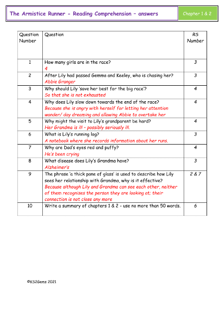 6. Reading Comprehension Answers