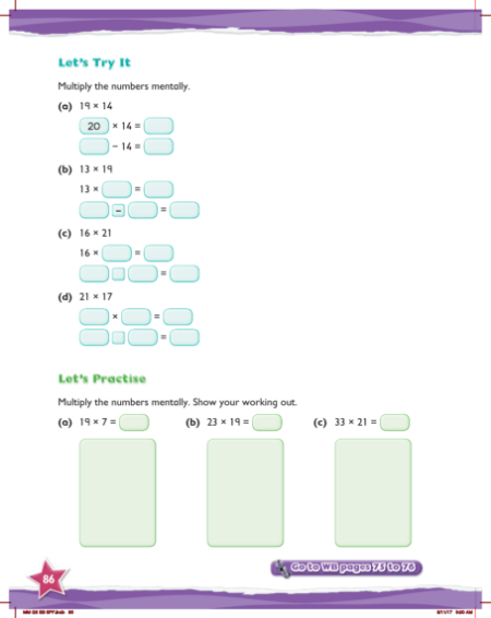Max Maths, Year 5, Practice, Multiplying by 19 or 21 mentally