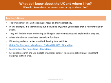 What do I know about the nearest town or city to where I live? - Teacher notes