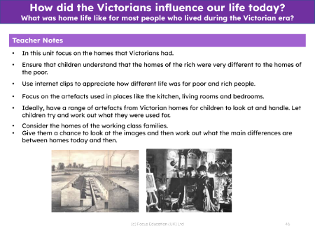 What was home life like for most people who lived during the Victorian era? - Teacher notes