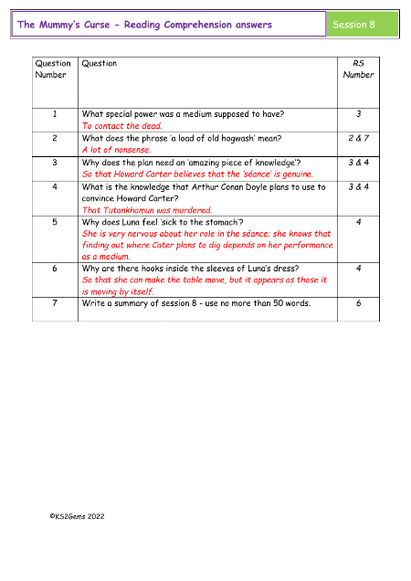 5. Reading Comprehension answers