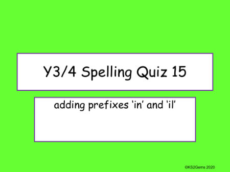 Adding Prefixes 'il' and 'in' Quiz