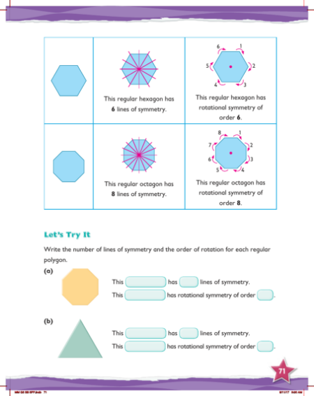 Max Maths, Year 5, Try it, Reflective and rotational symmetry in regular polygons (1)