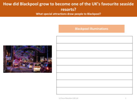 Blackpool illuminations - Worksheet - Year 5