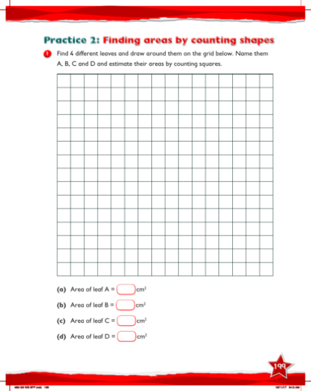 Max Maths, Year 6, Work Book, Finding areas by counting squares