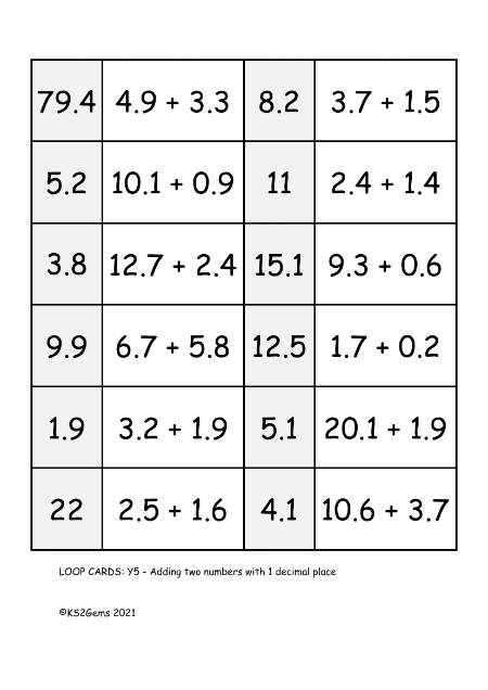 Loop Card Game - Adding two numbers with 1 decimal place