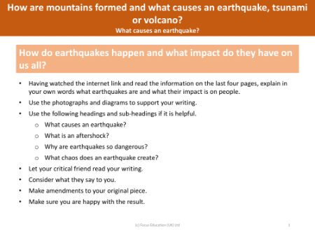 Earthquakes - Report prompts