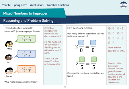 Mixed Numbers to Improper: Reasoning and Problem Solving