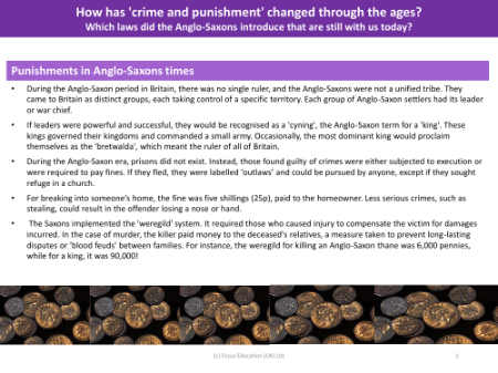 Punishments in Anglo-Saxons times - Info sheet