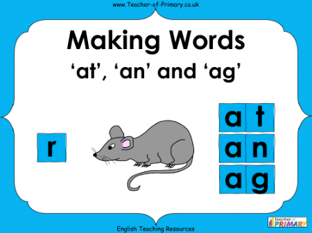 Making Words - 'at', 'an' and 'ag' - PowerPoint