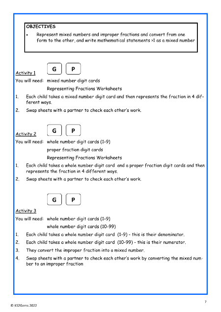 Mixed numbers and improper fractions worksheet