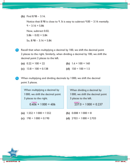 Learn together, Mental methods for calculation with decimals (2)