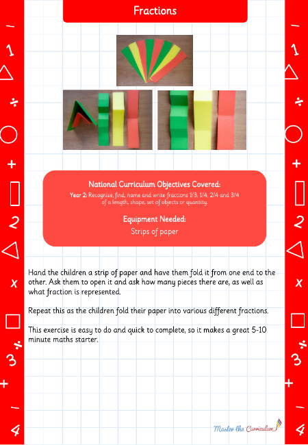 Fractions - Strips of paper - Practical Maths Activity