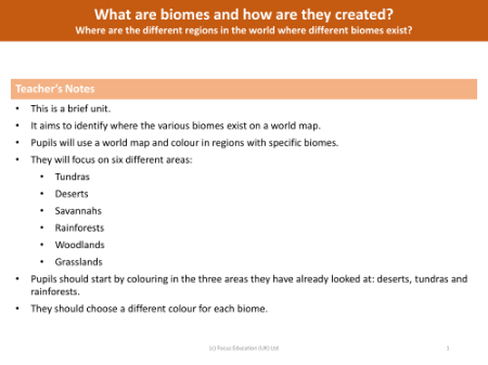 Where are the different regions in the world where different biomes exist? - Teacher notes
