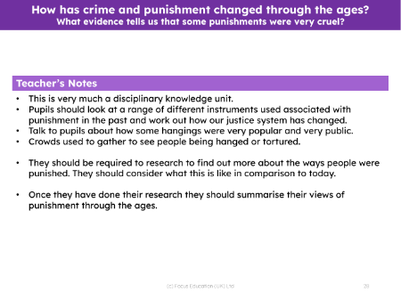 What evidence tells us that some punishments were very cruel? - Teacher's notes