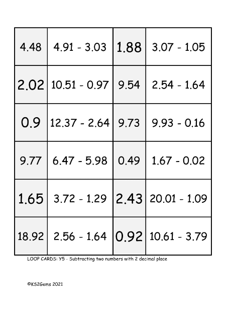 Loop Card Game - Subtracting two numbers with 2 decimal places