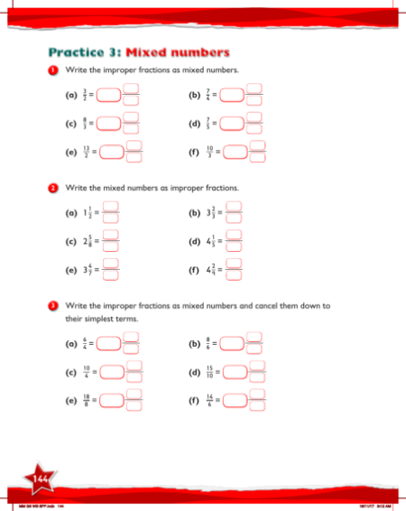 Max Maths, Year 6, Work Book, Mixed numbers