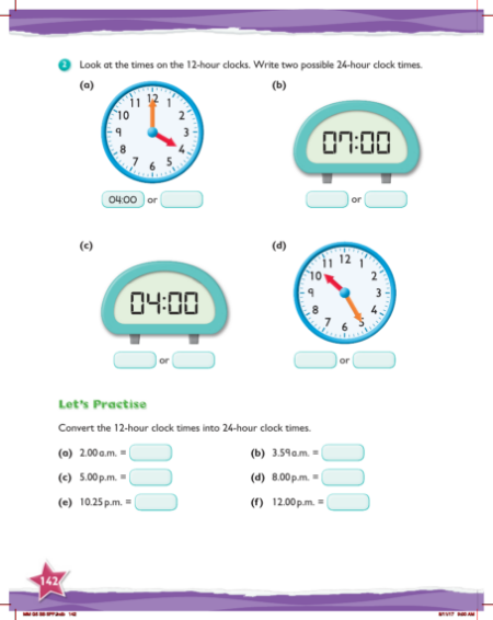 Practice, 24-hour timetables