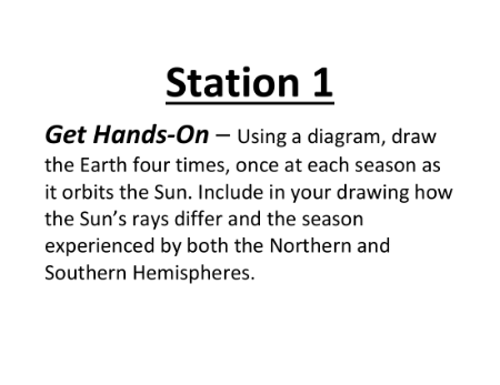 Earth's Seasons - Lab Station Cards