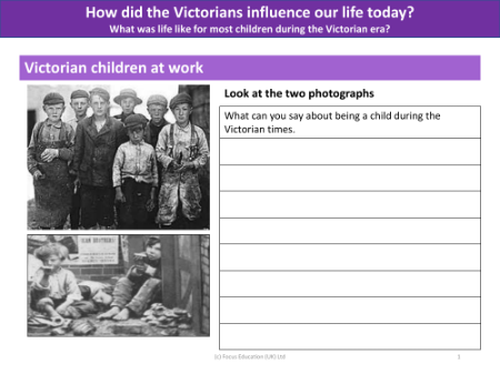 Victorian children at work - Worksheet