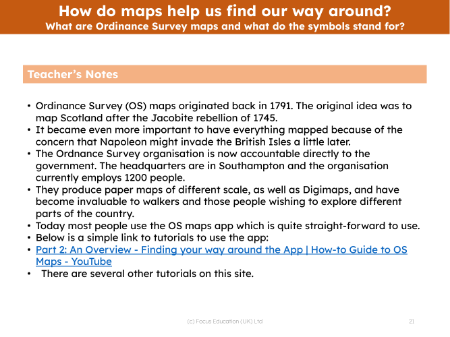 What are Ordinance Survey maps and what do the symbols stand for? - Teacher notes