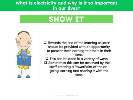 Show it! Group presentation - Electricity - 3rd Grade
