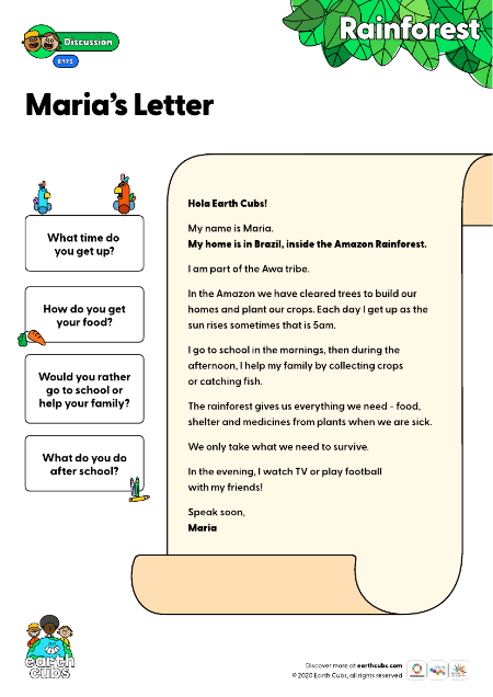 Maria's letter Rainforest