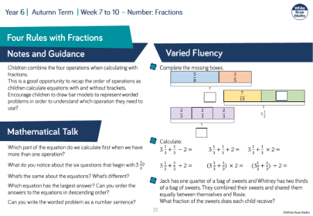 Four rules with fractions: Varied Fluency