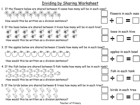 Dividing by Sharing - Worksheet