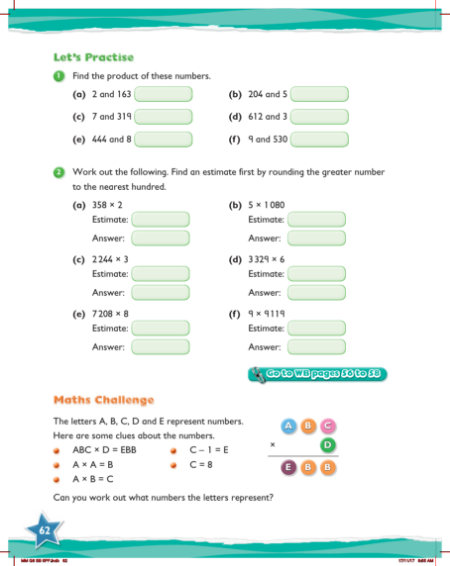 Practice, Multiplying by a 1-digit number