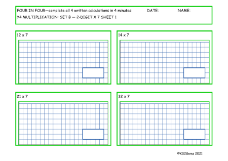  Multiplication Set B 2 digit number x 7