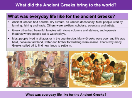 Everyday life for the Ancient Greeks - Info sheet