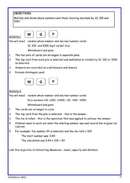 Multiplying and dividing by powers of 10 worksheet