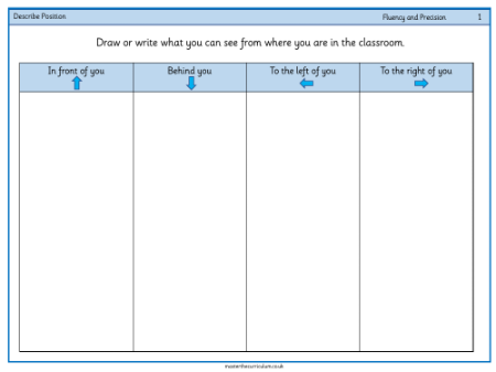 Position and direction - Descibe position 2 - Worksheet