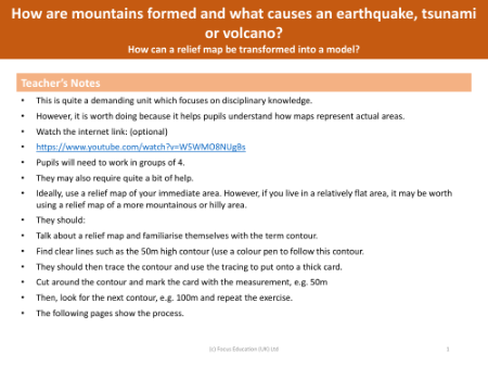 How can a relief map be transformed into a model of a mountain? - Teacher notes