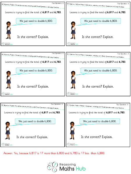 Perform Mental Calculations, Including with Mixed Operations and Large Numbers 4 - Reasoning