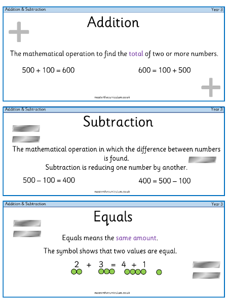 Addition and subtraction - Vocabulary