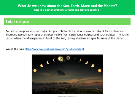Solar eclipse - Info sheet