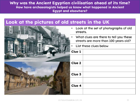 Old streets - How do we know they are old? - Worksheet