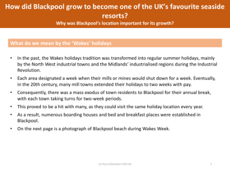What do we mean by the "Wakes" holidays? - Blackpool - Year 5