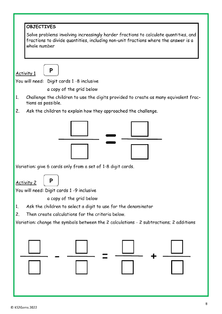 Solving problems with harder fractions worksheet