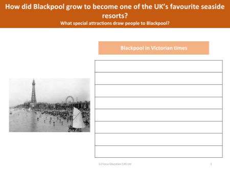 Blackpool in Victorian times - Worksheet - Year 5