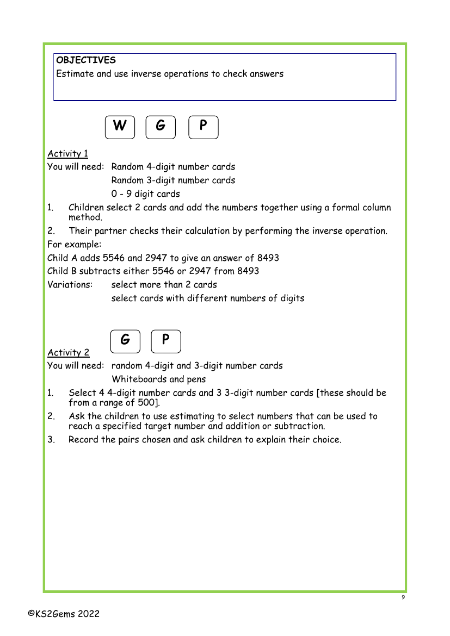 Estimation with inverse operations worksheet