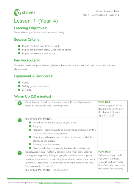 Gymnastics 2 - Lesson 1