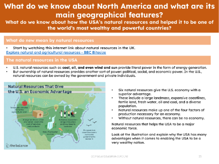 Natural resources in the USA - Info sheet