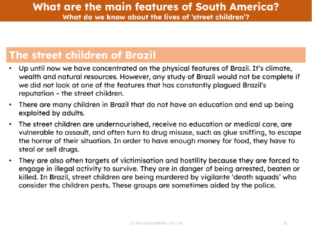 Street children of Brazil - Info sheet