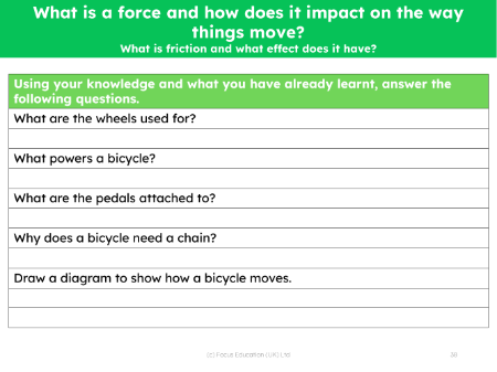 How do gears allow a smaller force to have a greater effect? - worksheet